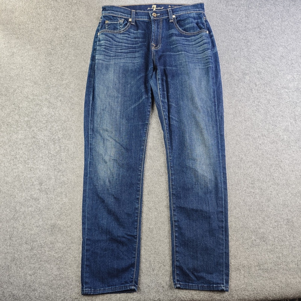 7 For All Mankind The Relaxed Skinny Jeans Women's 26x29 Blue Dark Wash Mid Rise